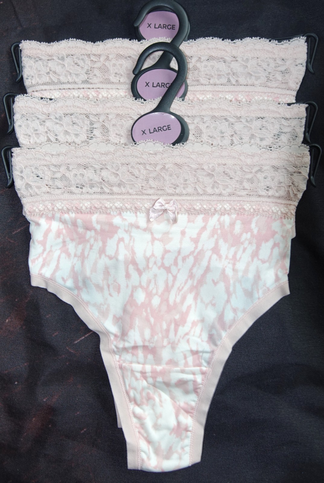 LADIES M&S THONG KNICKERS 3 PAIR SIZE XL 20-22 PINK MIX – BNWT