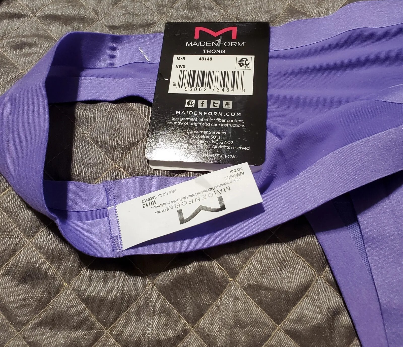 MAIDENFORM Size M/6~40149~Lively Lavender Comfort Devotion Thong NWT