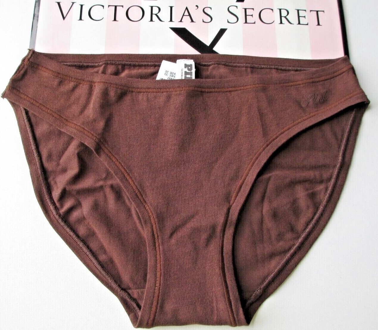 VICTORIA’S SECRET PINK Cotton Bikini Panty S M XL Brown NWT Ganache VS