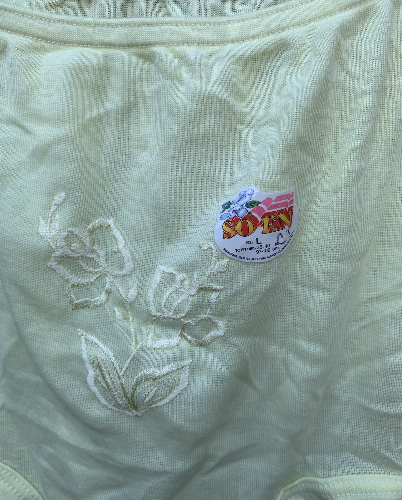 Floral Embroidered Panties Briefs pastel pale yellow So-en Size L
