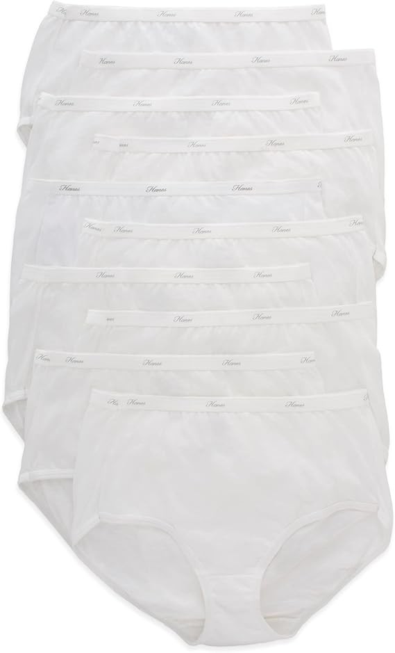 10-Pack Hanes Women’s Underwear XL/ 8 White Full-Coverage Cotton Blend Panties