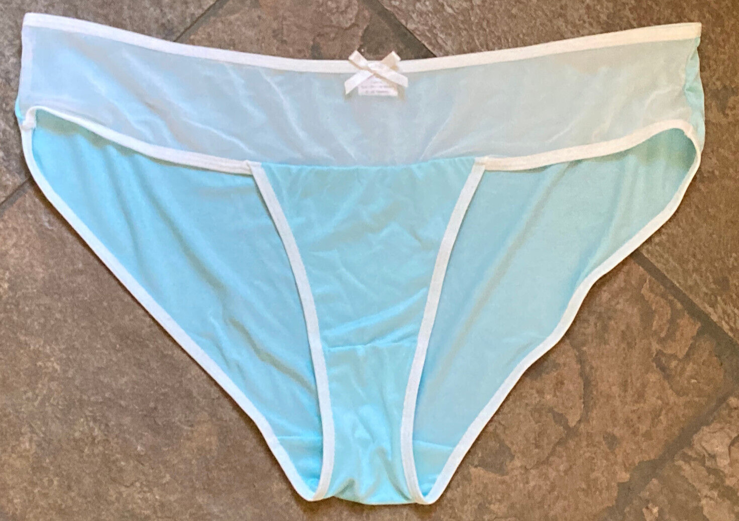1022 Baby Blue 10/3XL Silky Smooth Sheer Waist Bikini Panty NWOT #SR83