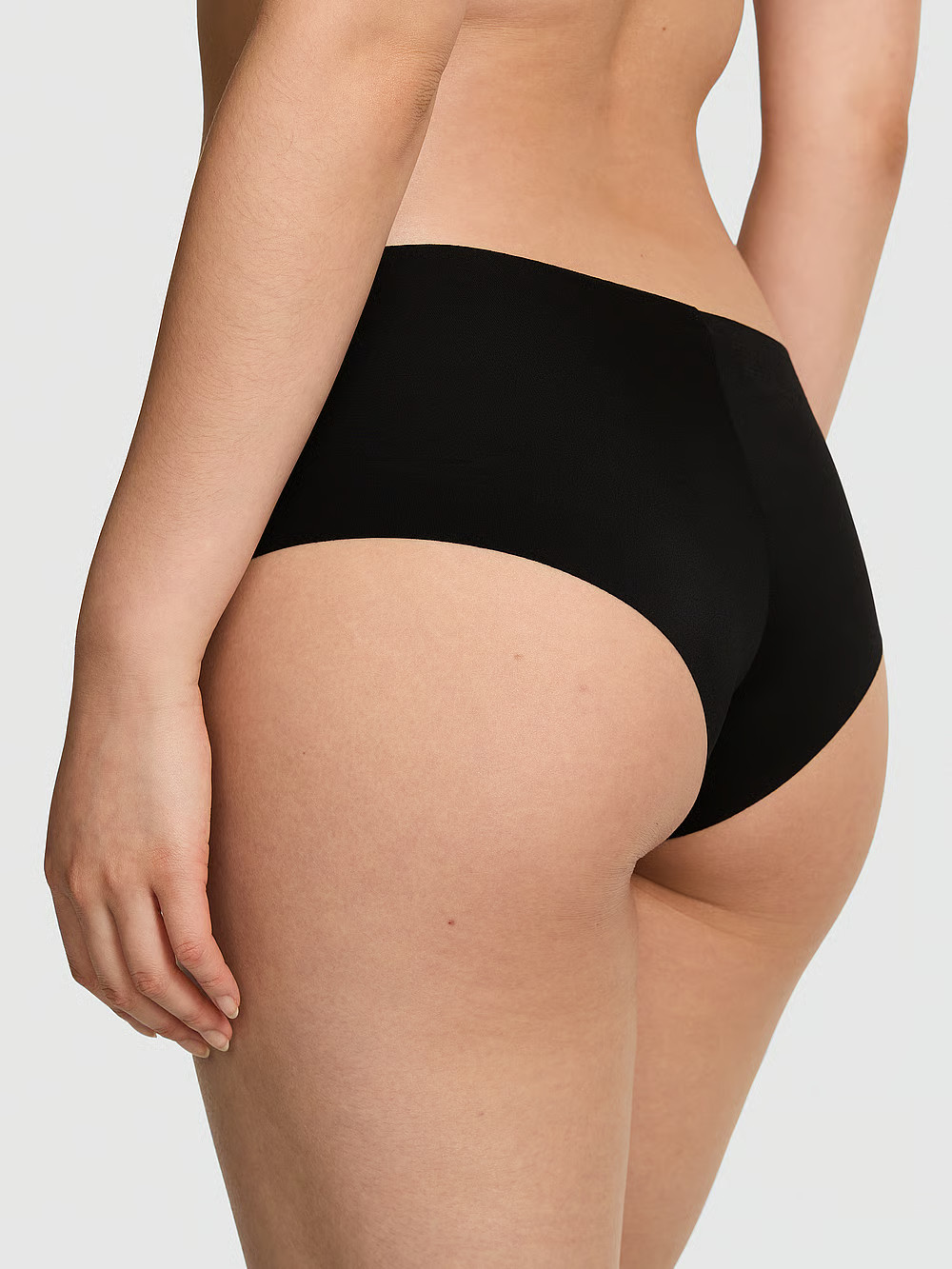 NWT VICTORIA’S SECRET PINK XS BLACK COTTON ELASTANE BLEND NO SHOW CHEEKY PANTIES