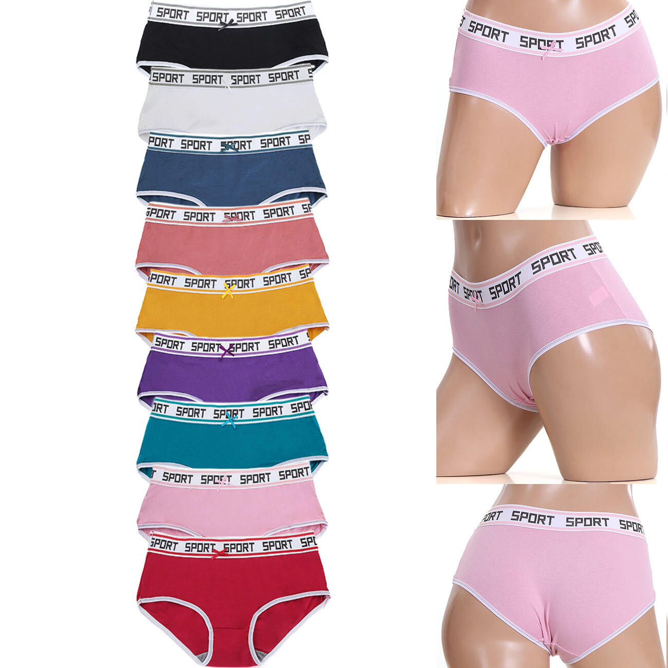 ScarvesMe 12 pack Women’s Assorted Sport Band Cotton Sexy Hipster Panties