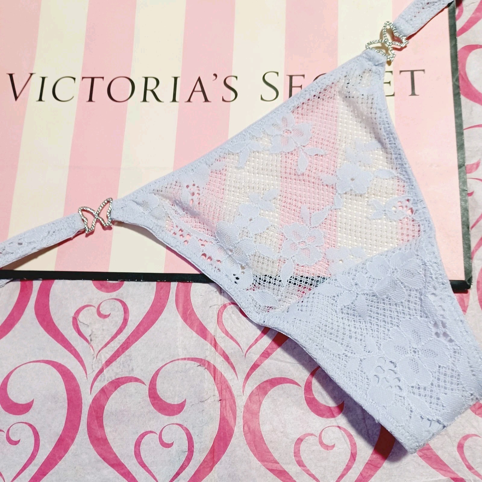 Victoria’s Secret *Dream Angels* Twinkle Butterfly Lace Thong LILAC Medium NWT!