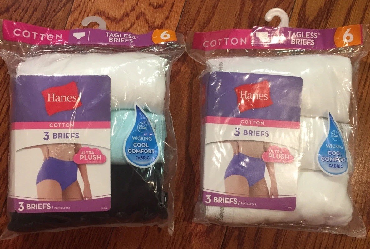 Womens Brief Panty Hanes 2 – 3 packs Multi Color Cotton Panties 6 Pair Size 6