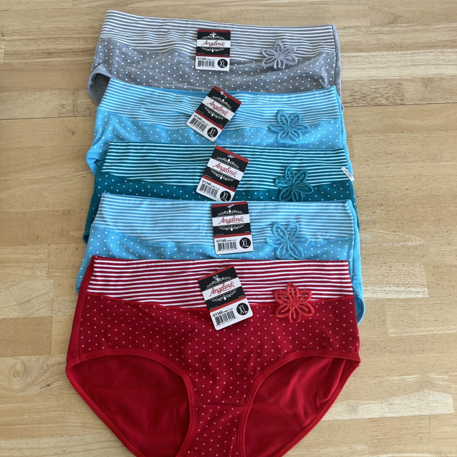 ANGELINA LADIES UNDERWEAR PANTIES ~SET OF 5 ~SZ XL (RUN SMALL LIKE A 7) NEW TAGS