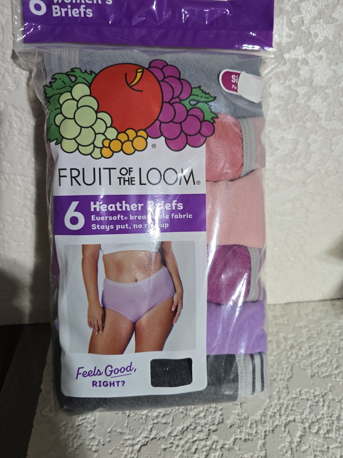 FRUIT OF THE LOOM HEATHER BRIEFS MULTI COLOR PANTIES 6 PAIRS WOMEN’S SIZE 7/L