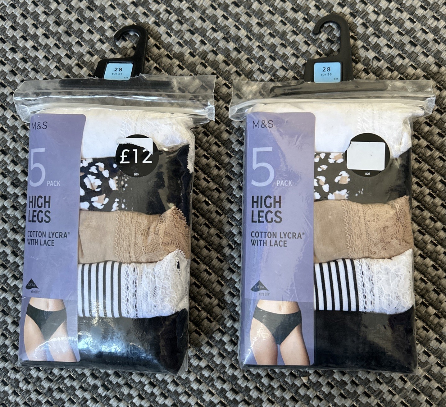 Marks & Spencer Ladies 10 Pairs High Leg Briefs Knickers Cotton Lycra Size 28