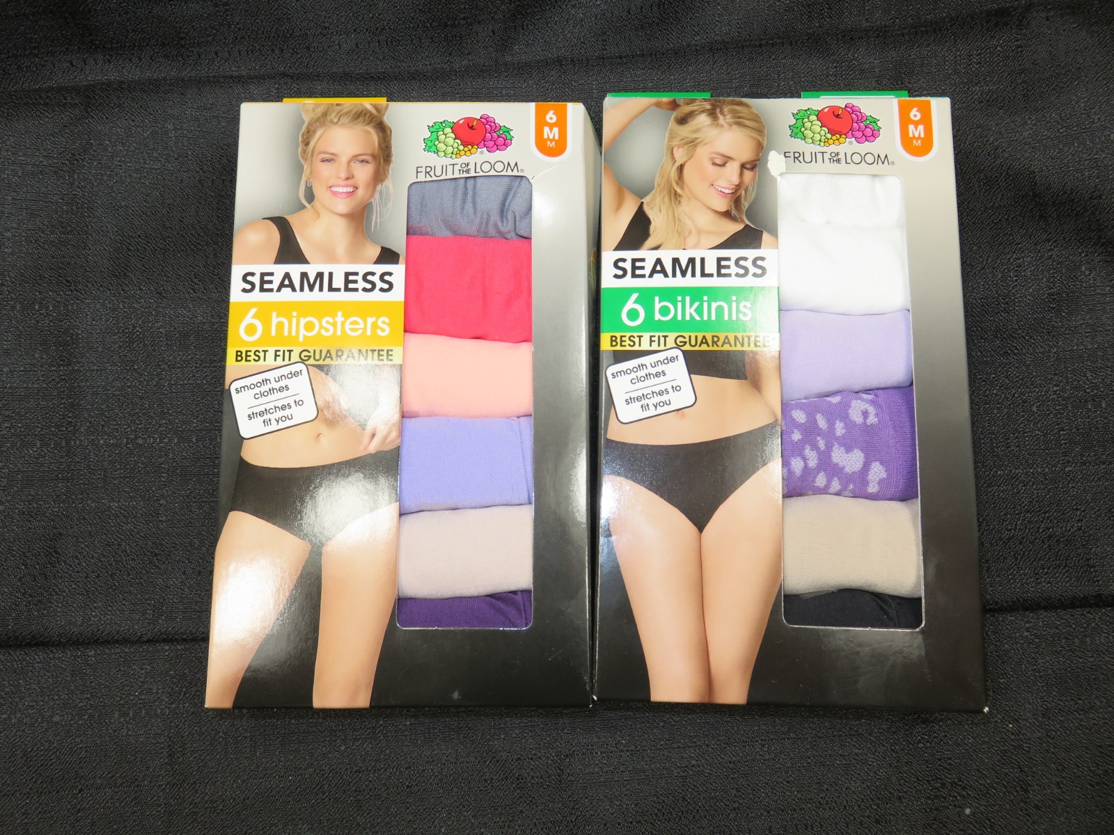 2- Fruit FOTL Seamless Nylon Low Rise Bikini Hipster 6pk 6/M Pack 6DSLHST