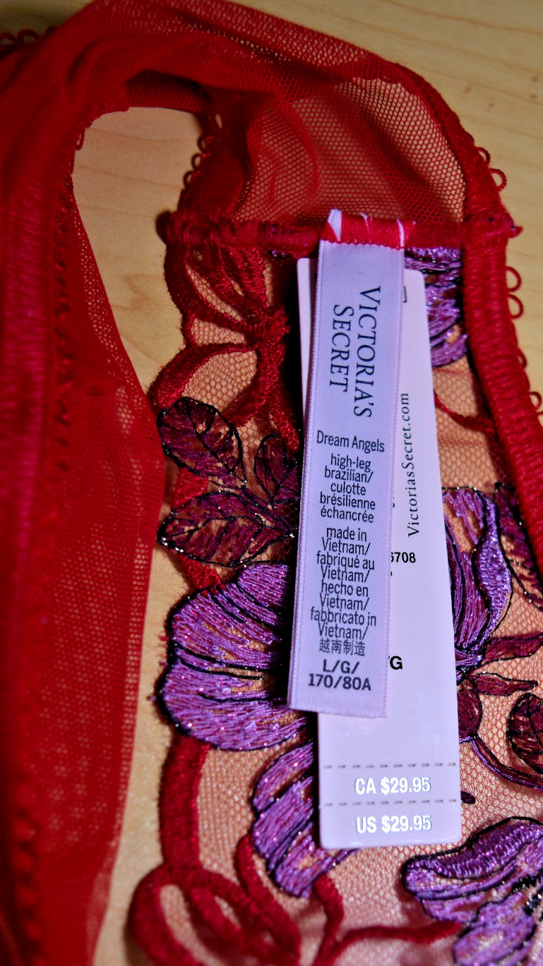 NWT Victoria’ Secret Dream Angels Red Embroidery High Leg Brazilian Panty L