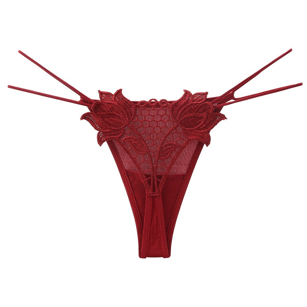 3pcs Embroidery Cutout Hip Lifting Thong Women Sexy Seamless Low Rise Lingerie