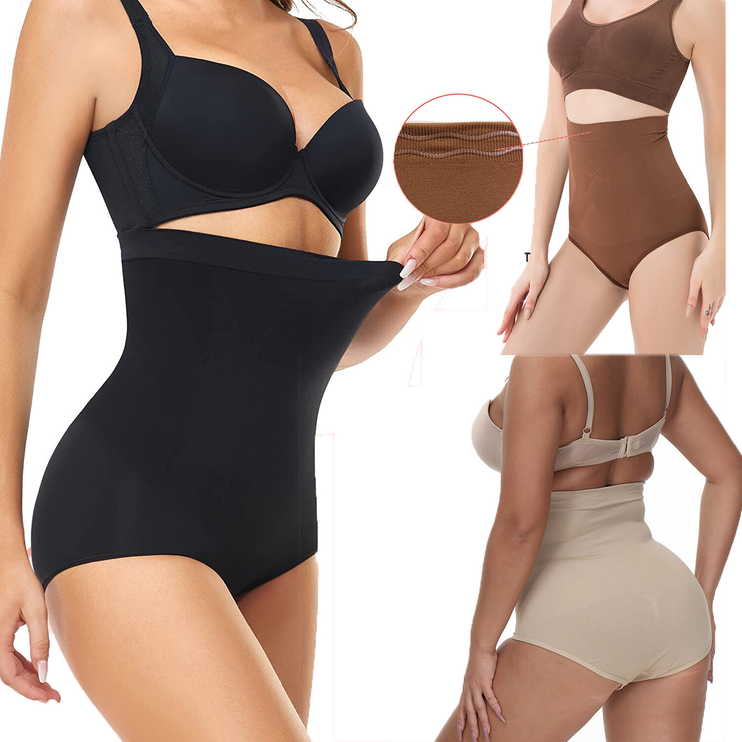 High Waisted Shapewear for Women Seamless Tummy Control Briefs Slimming Panties