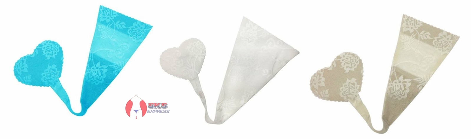 3 Pack/Colors Lace C Style No Panty Line Heart Shaped Strapless Thong (M/L)