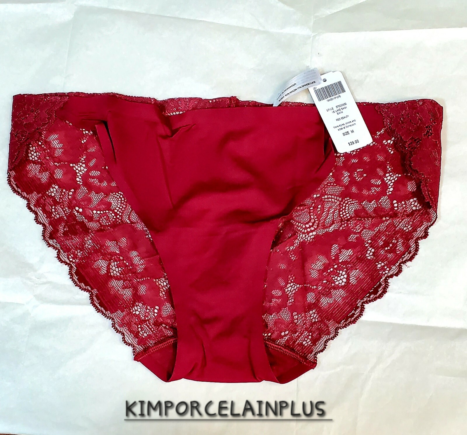 Soma Vanishing Edge Lace Back BIKINI Red Beauty Size MEDIUM R $28.00