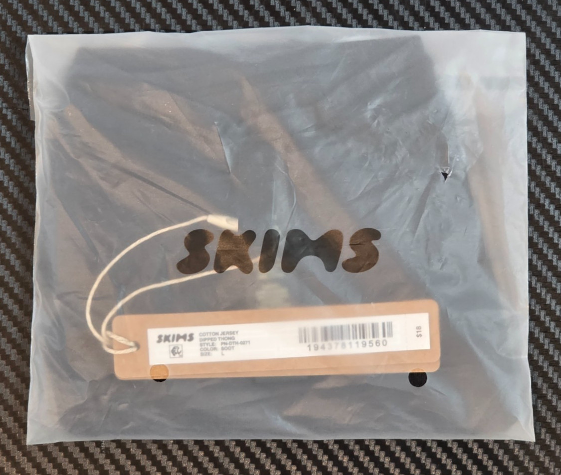 Skims Women’s L Cotton Jersey Dipped Thong Soot #PN-DTH-0271