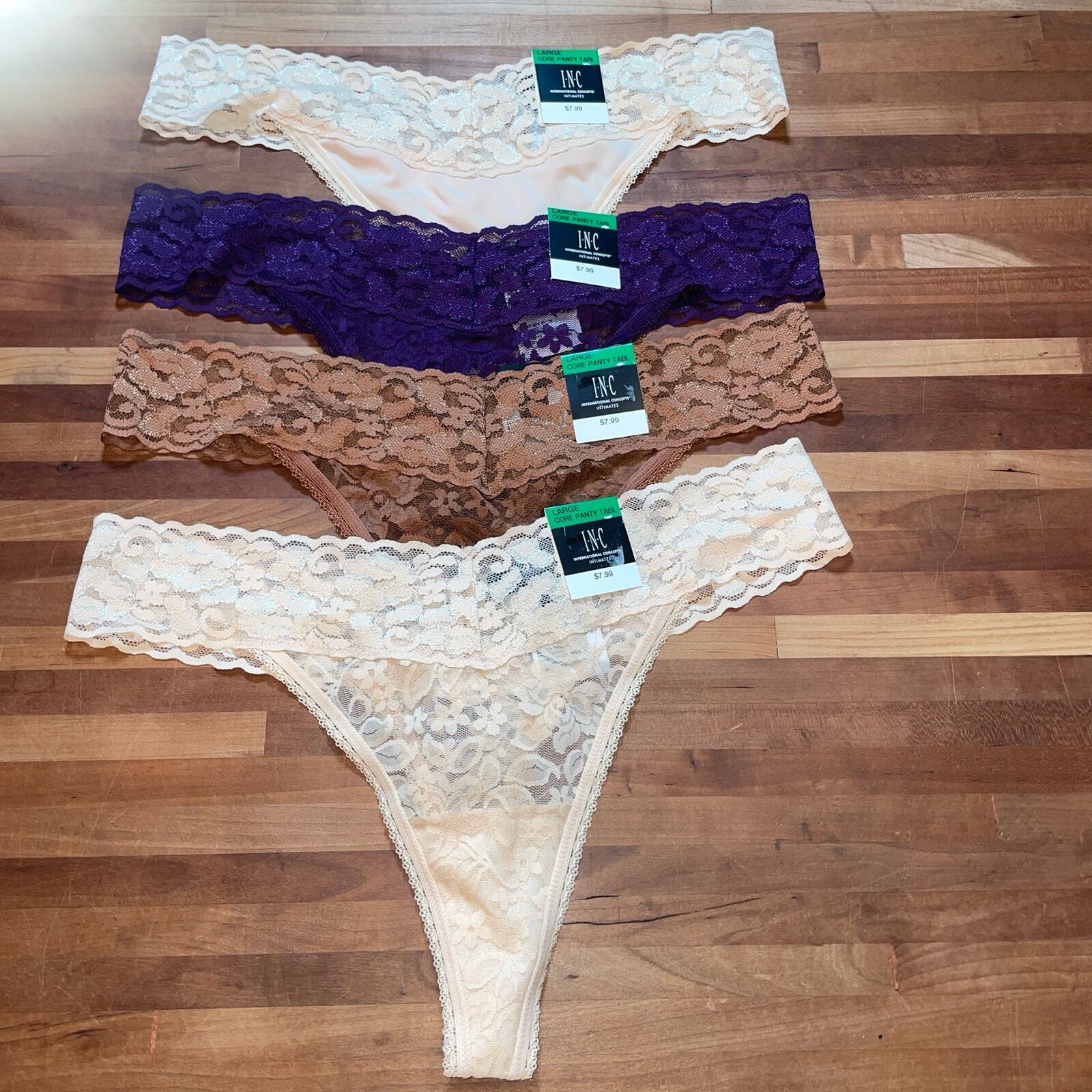 I.n.c. Lace Thong Underwear panty pack set of 4 large