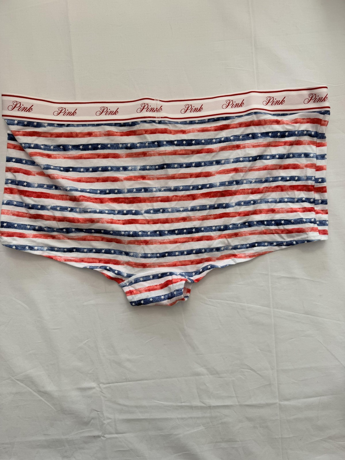PINK Victoria’s Secret Boyshort Panties Womens XXL Red White Blue Patriotic NWT