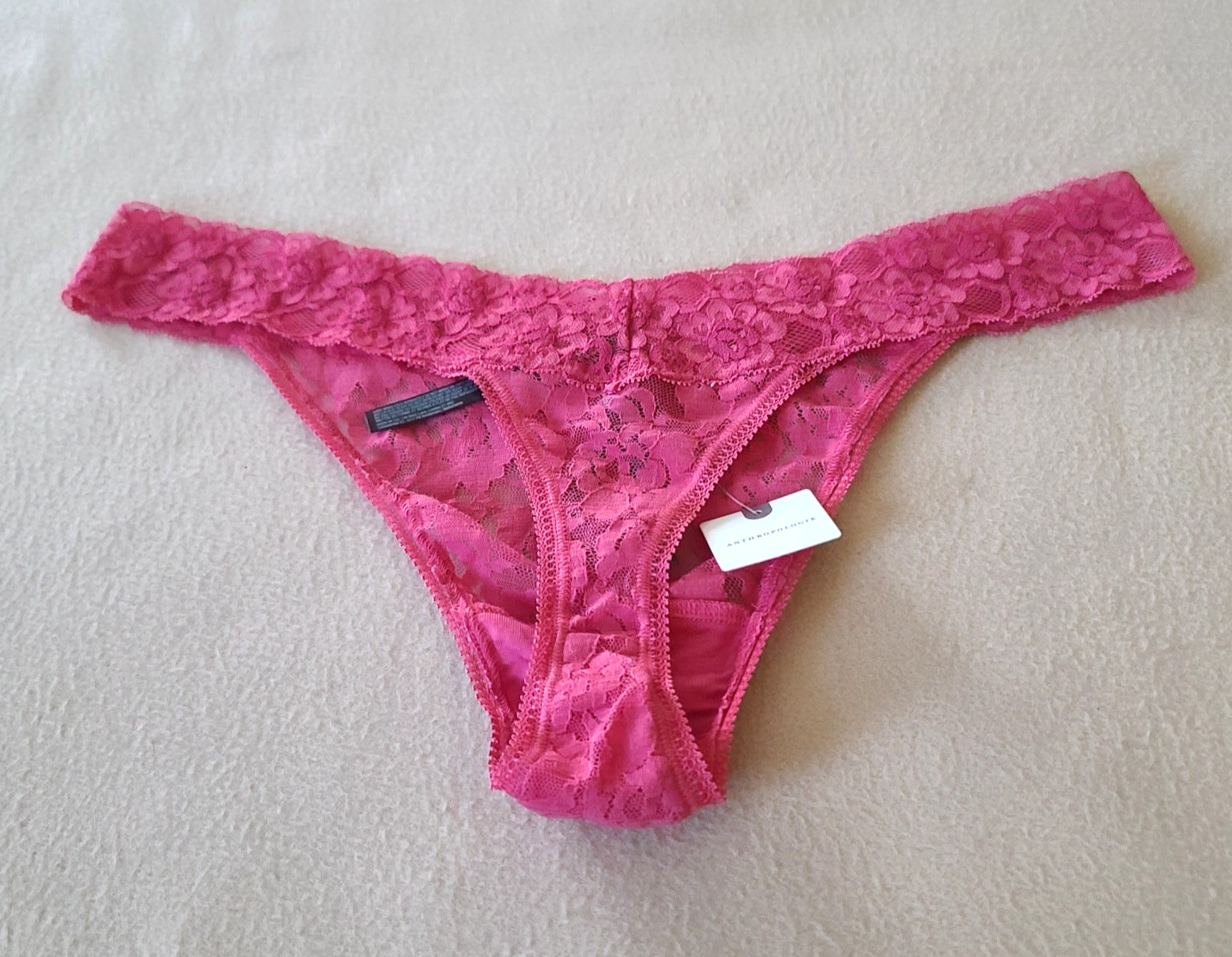 By Anthropologie Floral Lace Bikini Panty Brief Size L Rose Sexy Flirty NWT