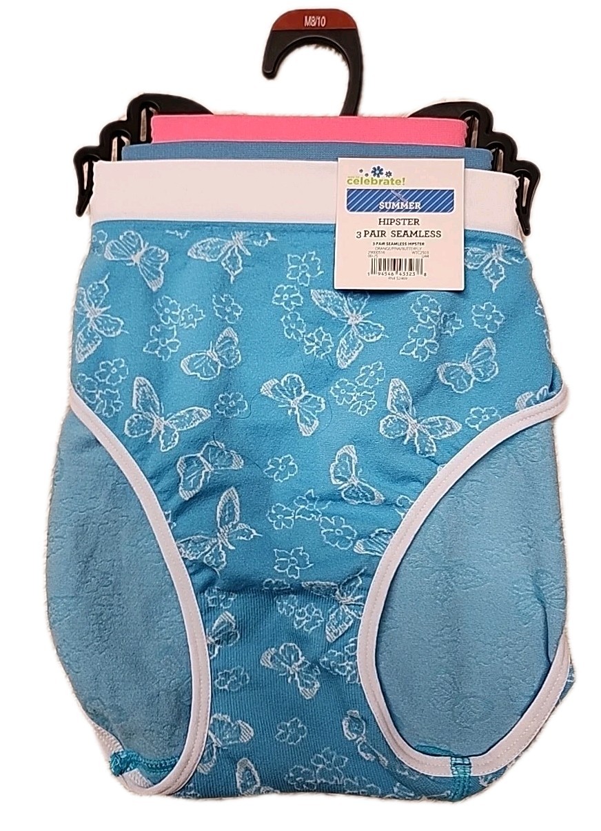 NWT Way To Celebrate 3-Pack Seamless Hipster Panties Size Medium Multicolor