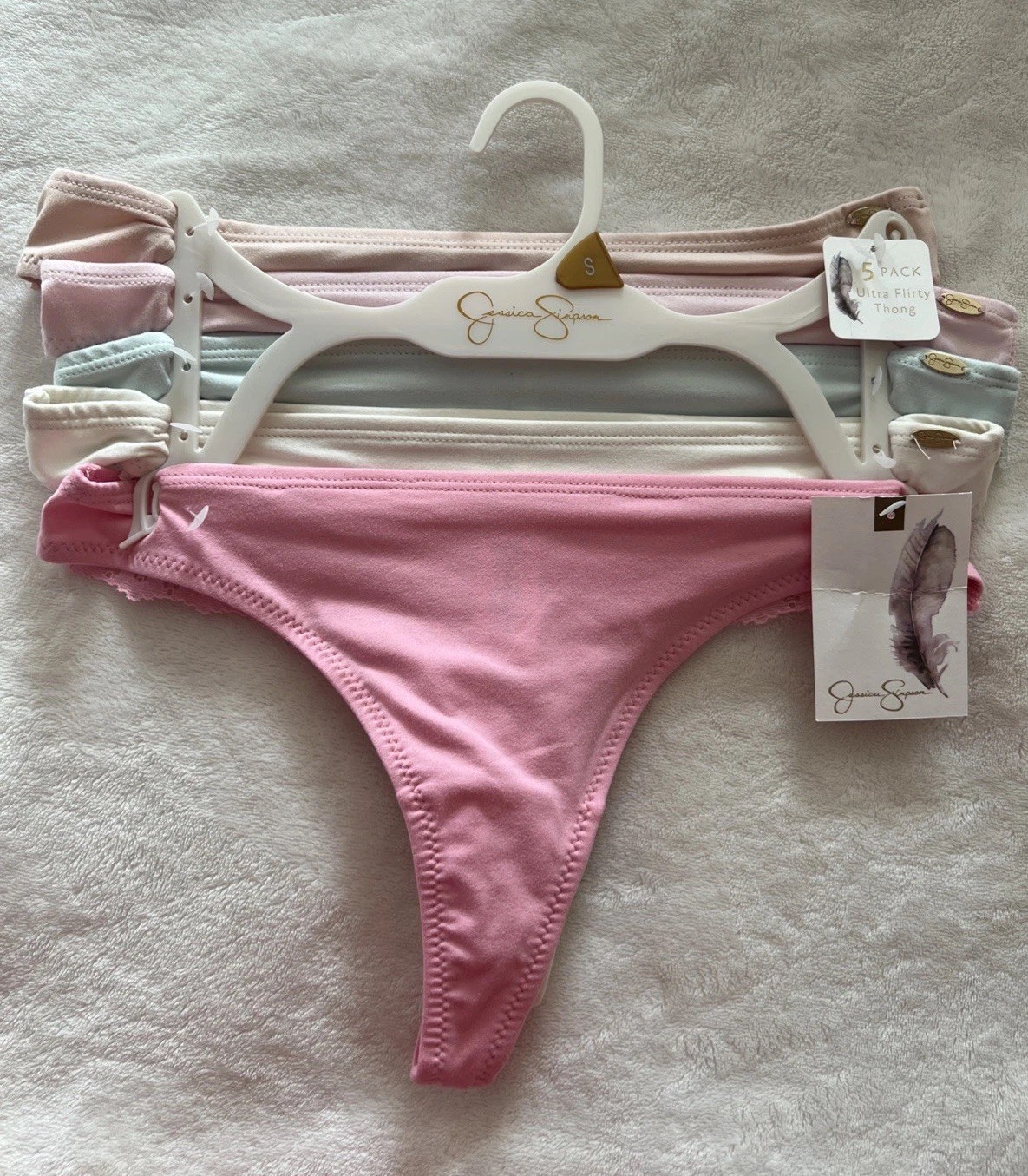 JESSICA SIMPSON JS12090 ULTRA FLIRTY SOFT THONG PANTIES SOLID COLORS SMALL 5pk