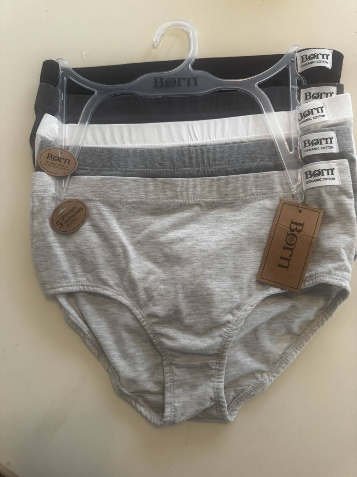 Born ~ Womens Cotton Hipsters Briefs Panties 5 pack Organic Cotton ~ Size Small
