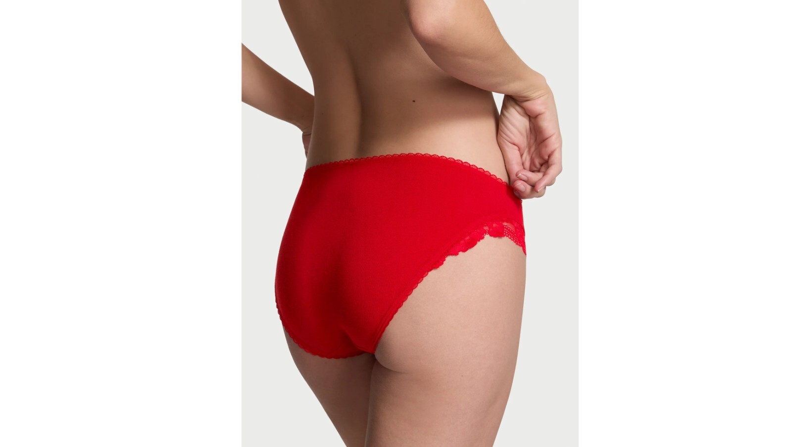 VICTORIA’S SECRET Cotton Lace Trim Bikini Panty, Red Lipstick XS S M L XL XXL