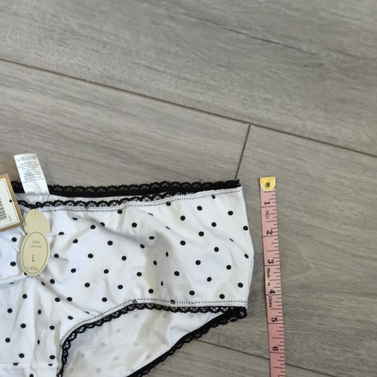 BNWT Vintage La Senza Black & White Dalmation Spot Shorts Style Panties Sz Large