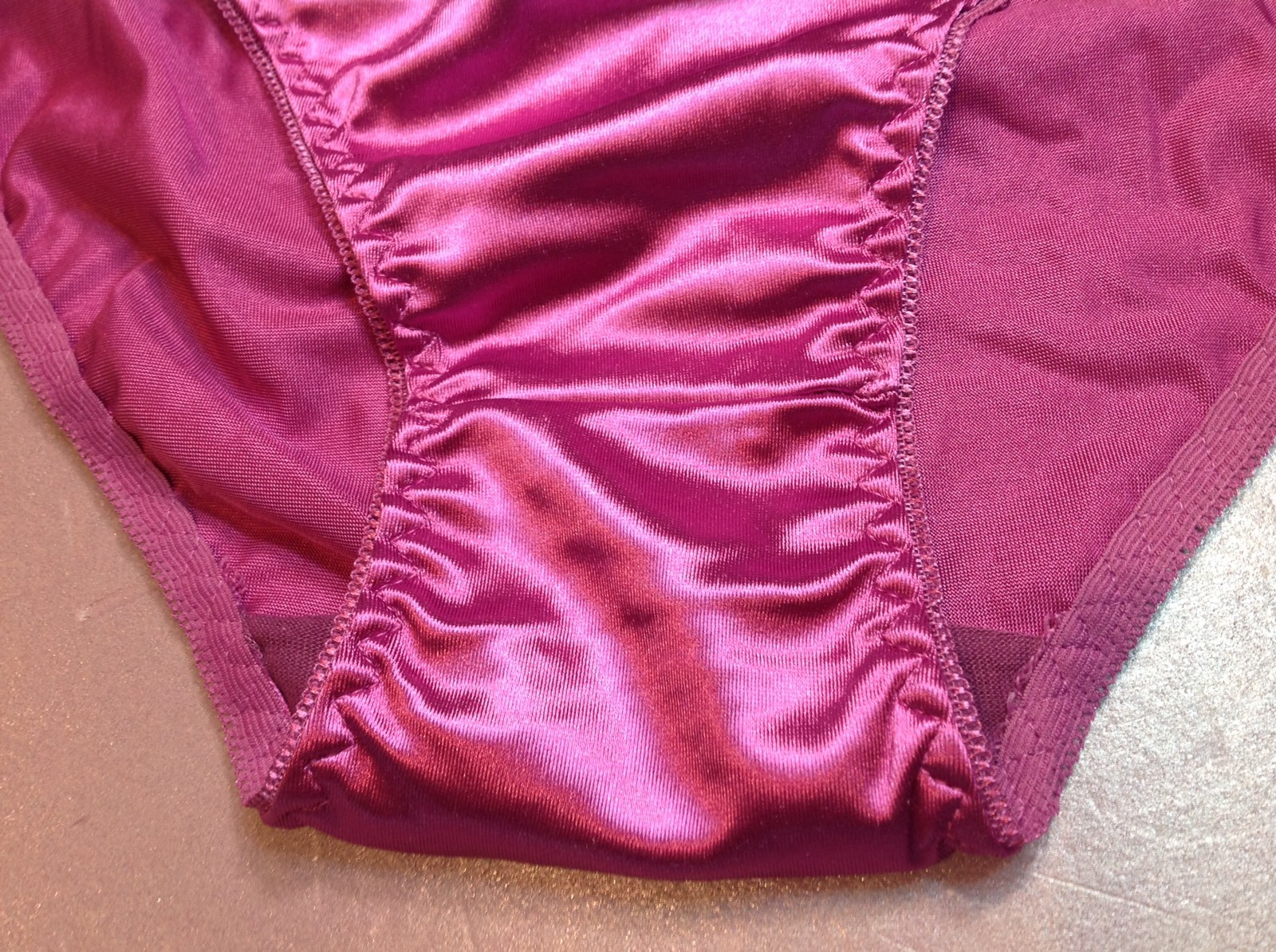 Women Panties Bikinis GRACE Size S. Violet Nylon Satin W/Decoration Elastic