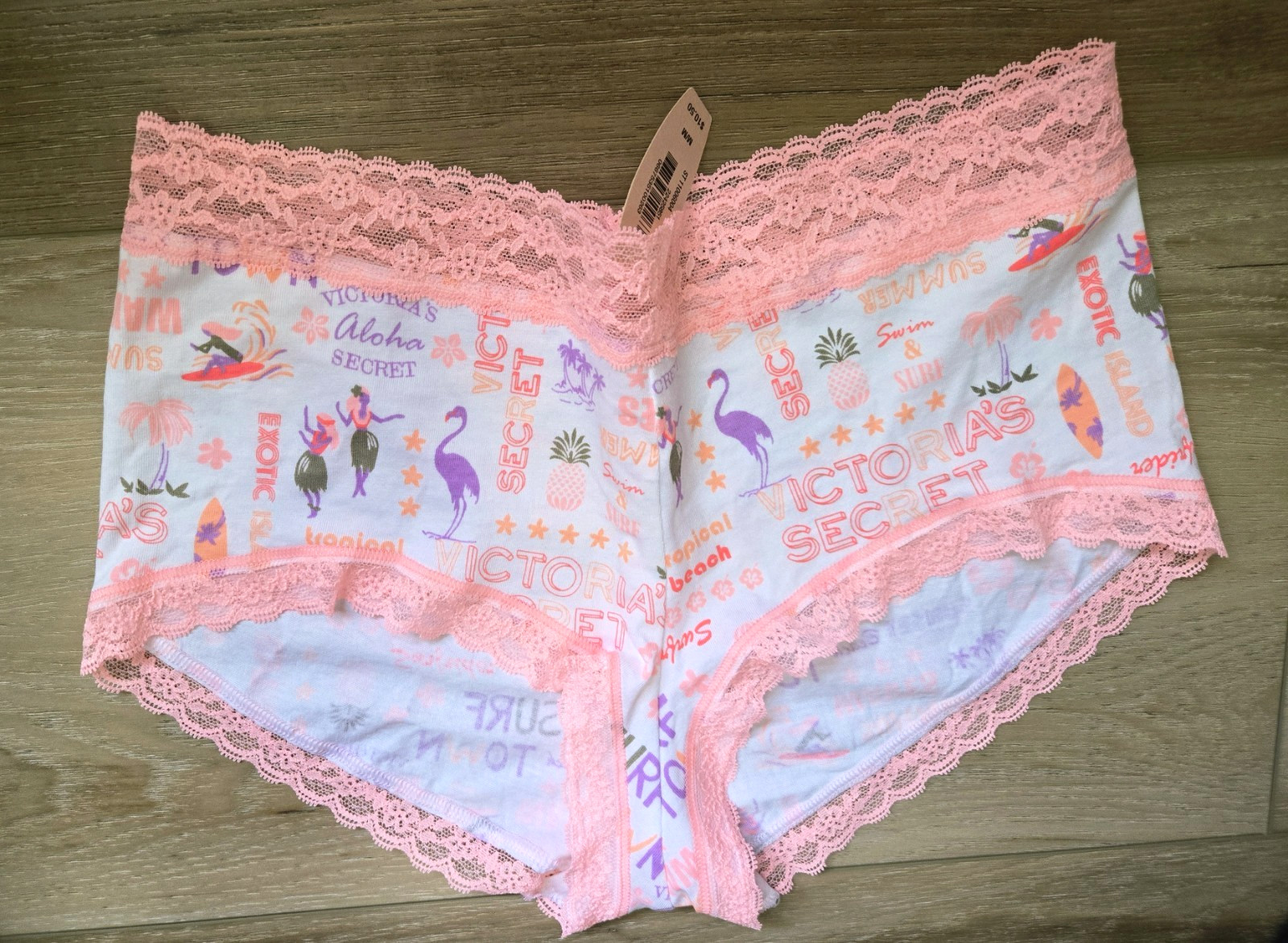 NWT Vintage Victoria’s Secret Tropical Paradise Cotton Lace Boy Short Panties M