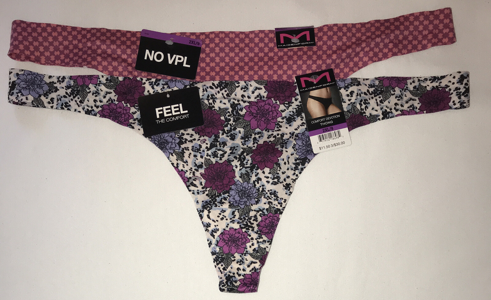 Maidenform 40149 Comfort Devotion Thong 2 Pairs 9 2XL