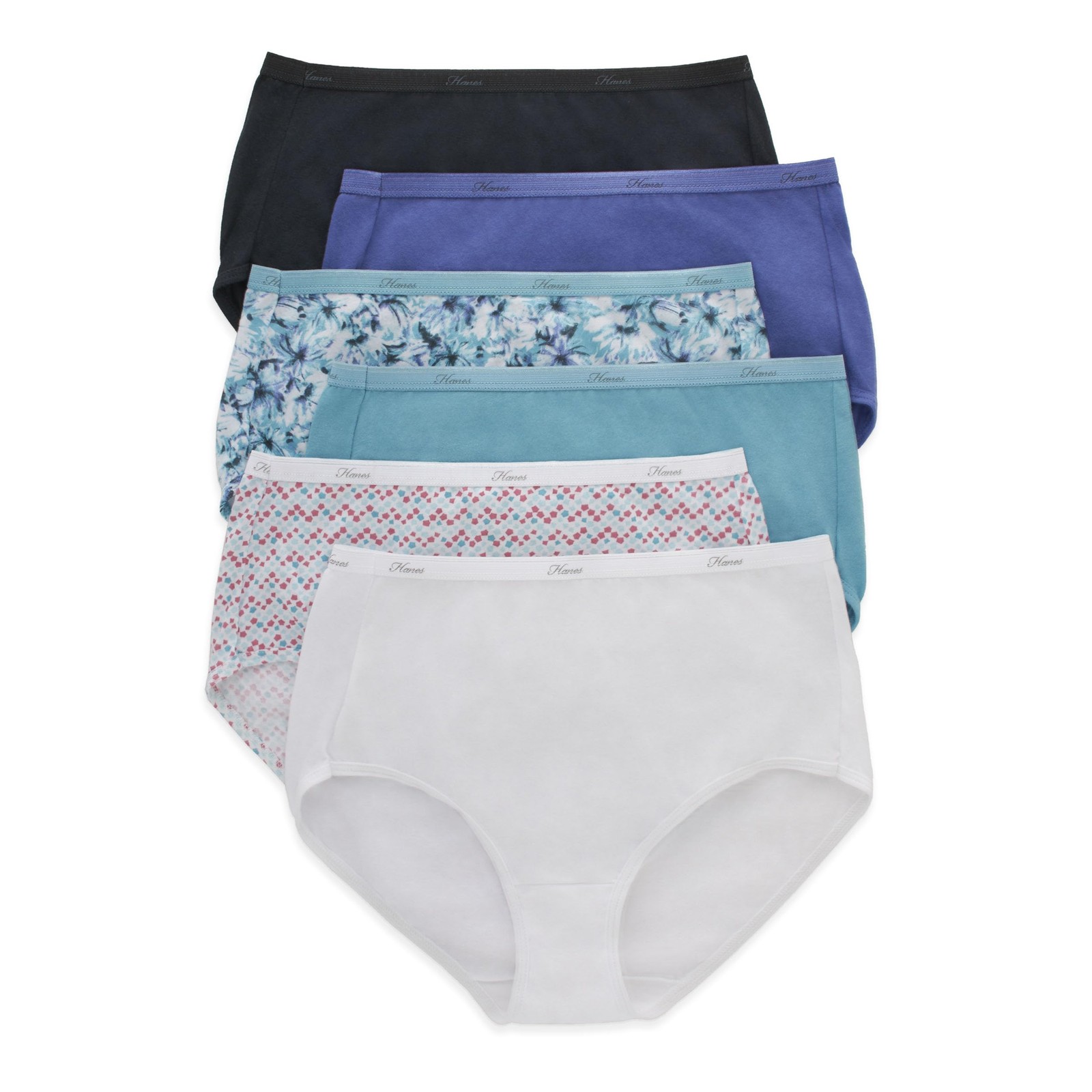 Hanes Women’s Brief Panties 6-Pack 100% Cotton Moisture-Wicking Underwear Size 8