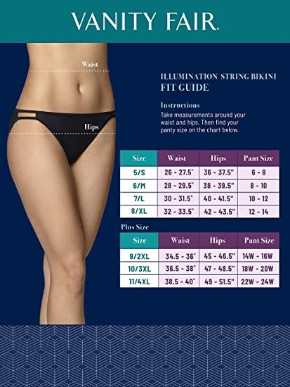 Size 7 (Large) Vanity Fair 18108 String-Bikini Panties “Love Spell” NEW W/Tags