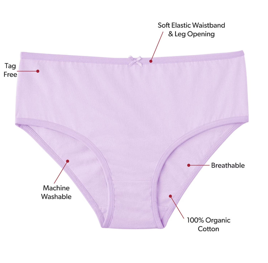 Member’s Mark Girls 7-Pack Organic Cotton Briefs Lilac Butterfly Print Size 4-16