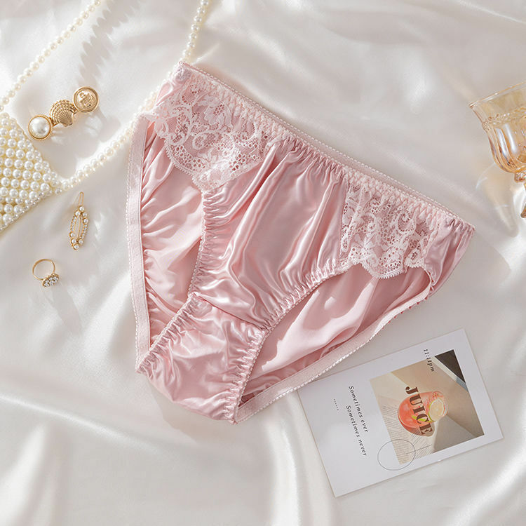 4 Pairs Girls 100% Silk Panties Lace Knickers Naughty Panties For Women Briefs