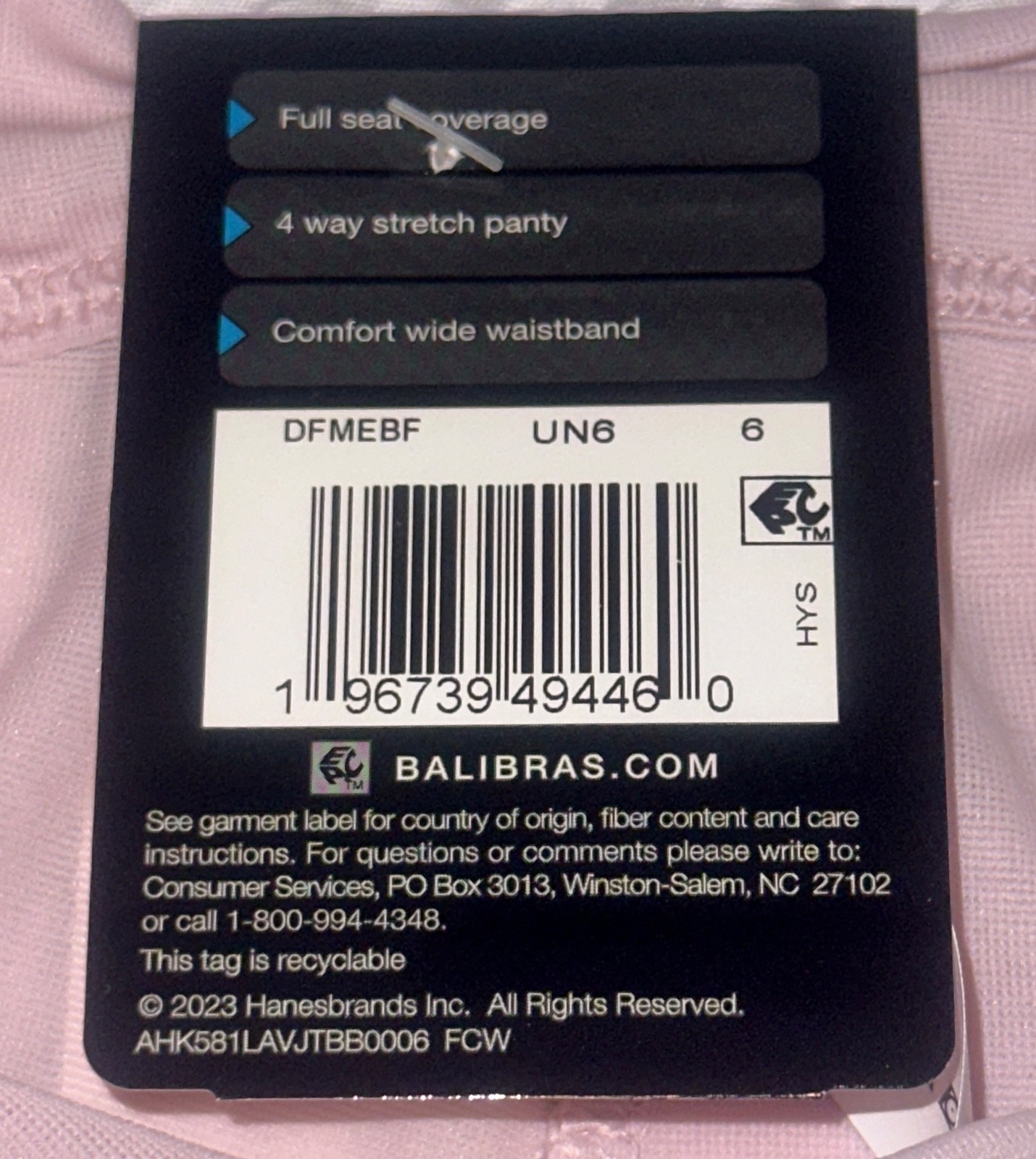 BALI One Smooth U Second Skin Light Micro Hush Pink Brief Panty Womens M L 2XL