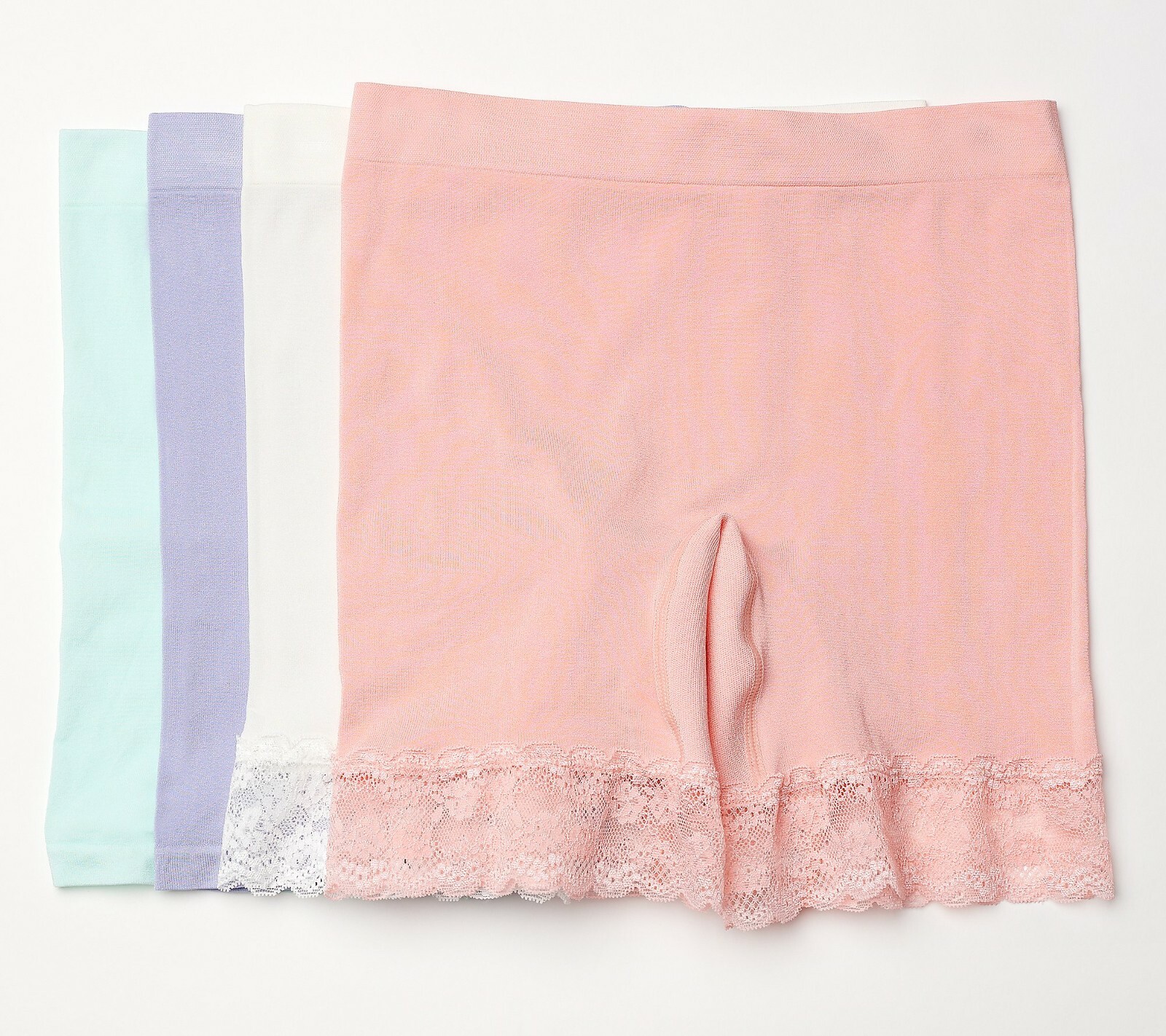 Breezies Seamless Smoothing Mid-Thigh Short Set of 4 Pastel Size 1X