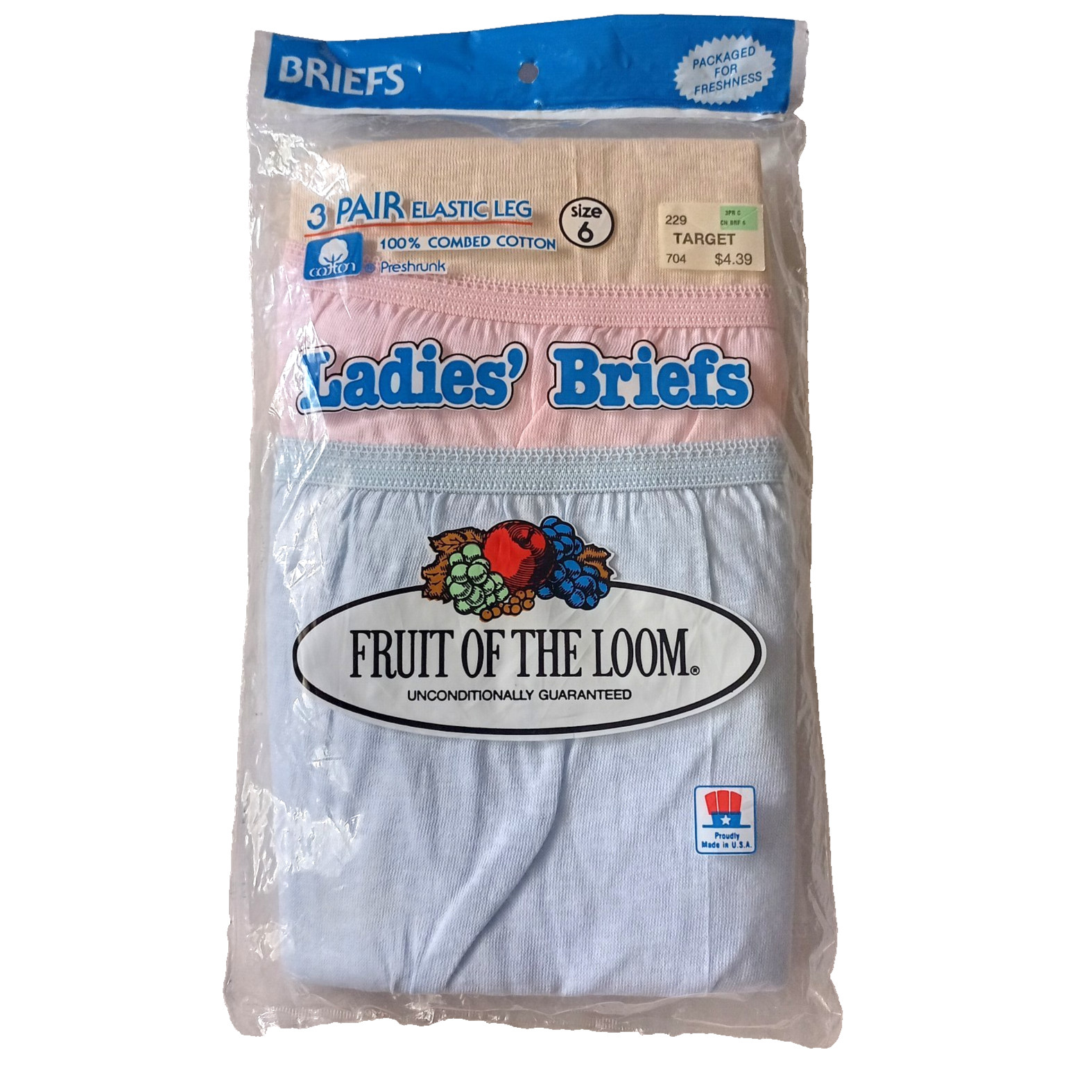 Vintage 80’s FRUIT OF THE LOOM LADIES BRIEFS 3 Pack SZ 6 Granny Panties NOS Prop