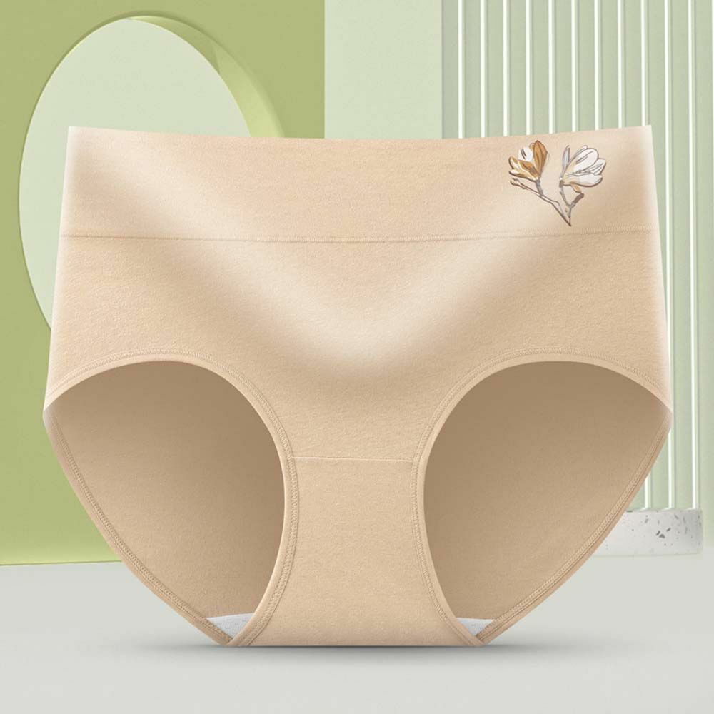 Flower Hip-lifting Solid Color Shaping Briefs Cotton Women Panties Underwear