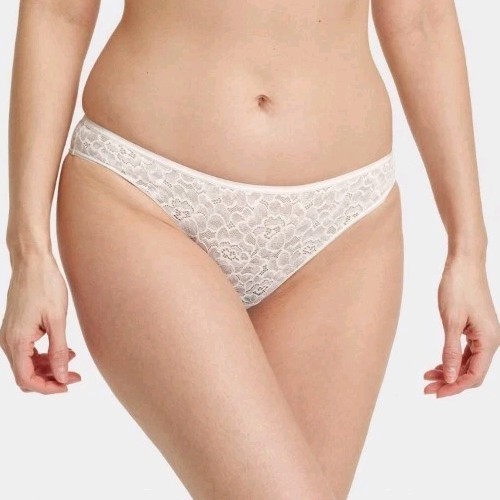 Women’s Rose Lace Cheeky Underwear Auden White Mid Rise Lightweight Size Medium