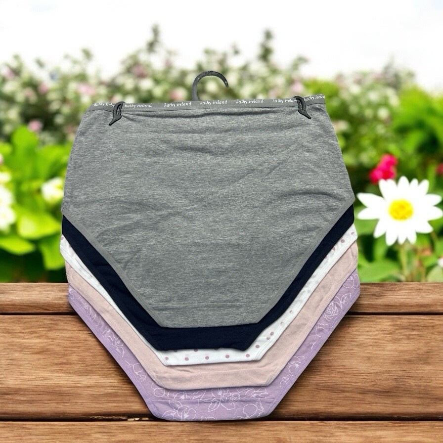 KATHY IRELAND~5 PCK. COTTON SPANDEX BRIEFS STYLE BF1202~MULTICOLOR PLUS SIZES!