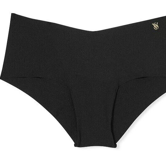 XL NOIR Black GOLD VS LOGO Victorias Secret Smooth Edge No Show Cheeky Pantie