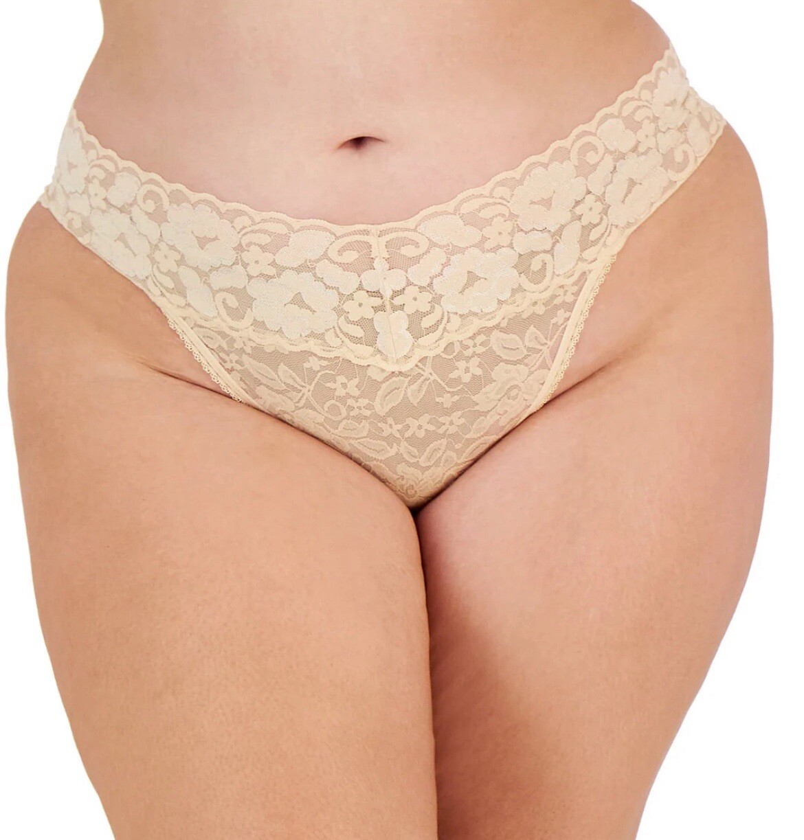 INC international concepts Plus Lace Thongs 3 Pair, Almond Latte, Size XL, $24