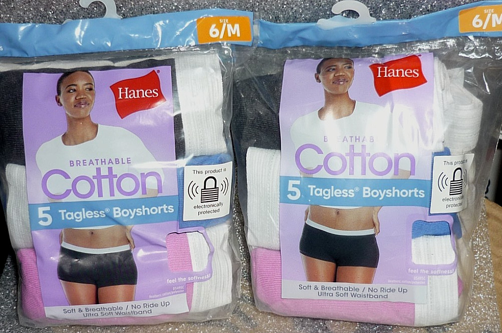 2 pks NEW Hanes WOMENS Tagless BOYSHORTS for WOMEN Panty size 6 M 10 Pair