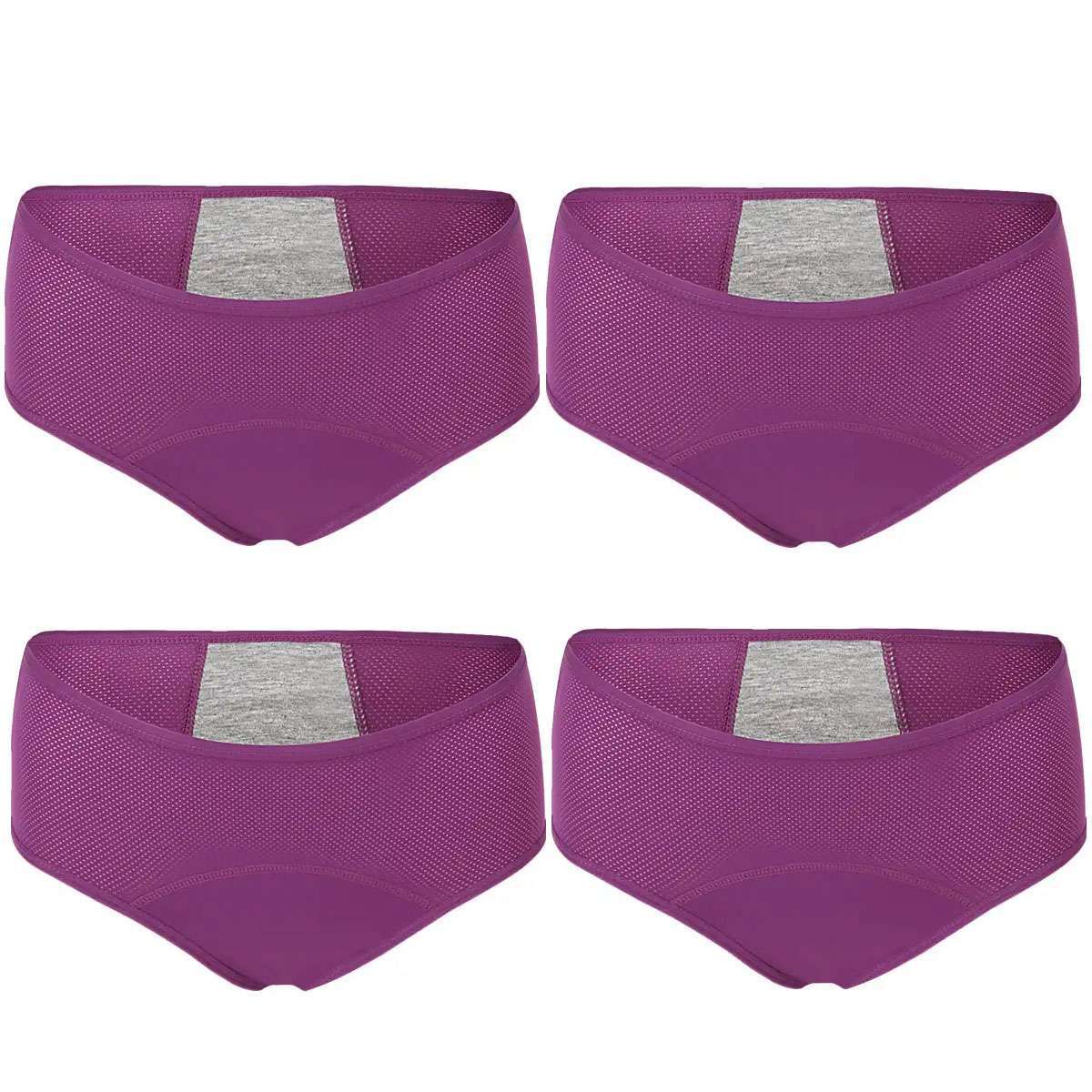 4 pcs Womens Period Cotton Panties Leakproof Menstrual Underwear Briefs Panty