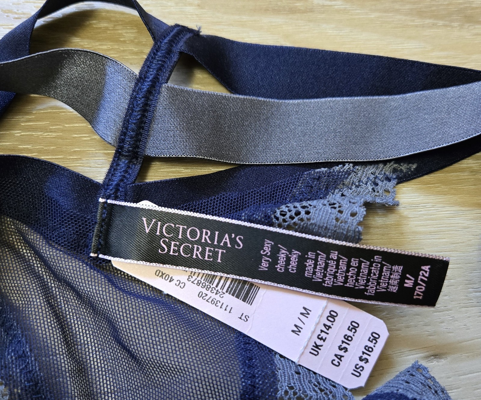 NWT Victoria’s Secret Very Sexy Sheer Mesh Lace Triple Strap Cheeky Panties M