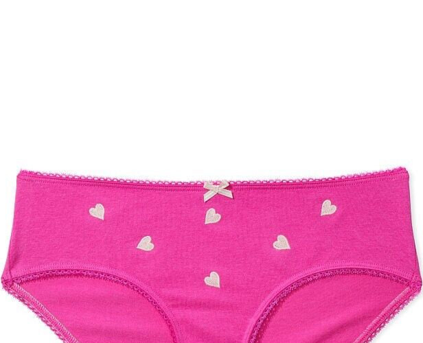 L So Hot Pink Heart Cotton Stretch Waist Victorias Secret Hiphugger Brief Panty