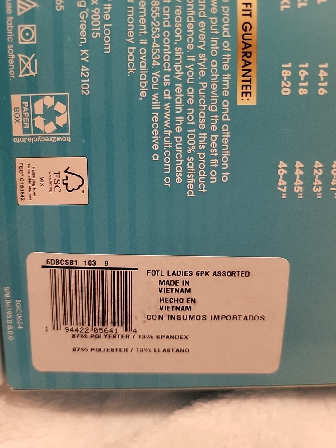 FoTL Size 9/2XL Box Set Of 6 Bikinis Breathable Cooling Stripes Best Fit