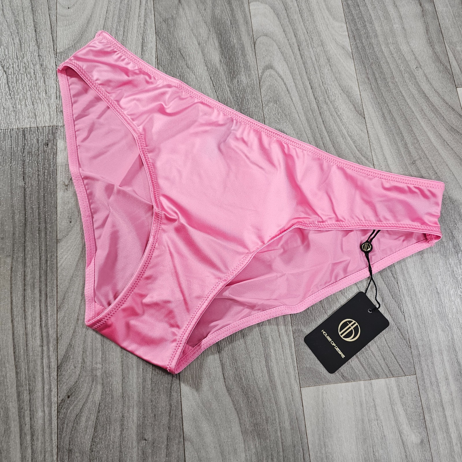 House of Desire Liquid Satin Silky Hipster Panties, Bubblegum Pink, Size L