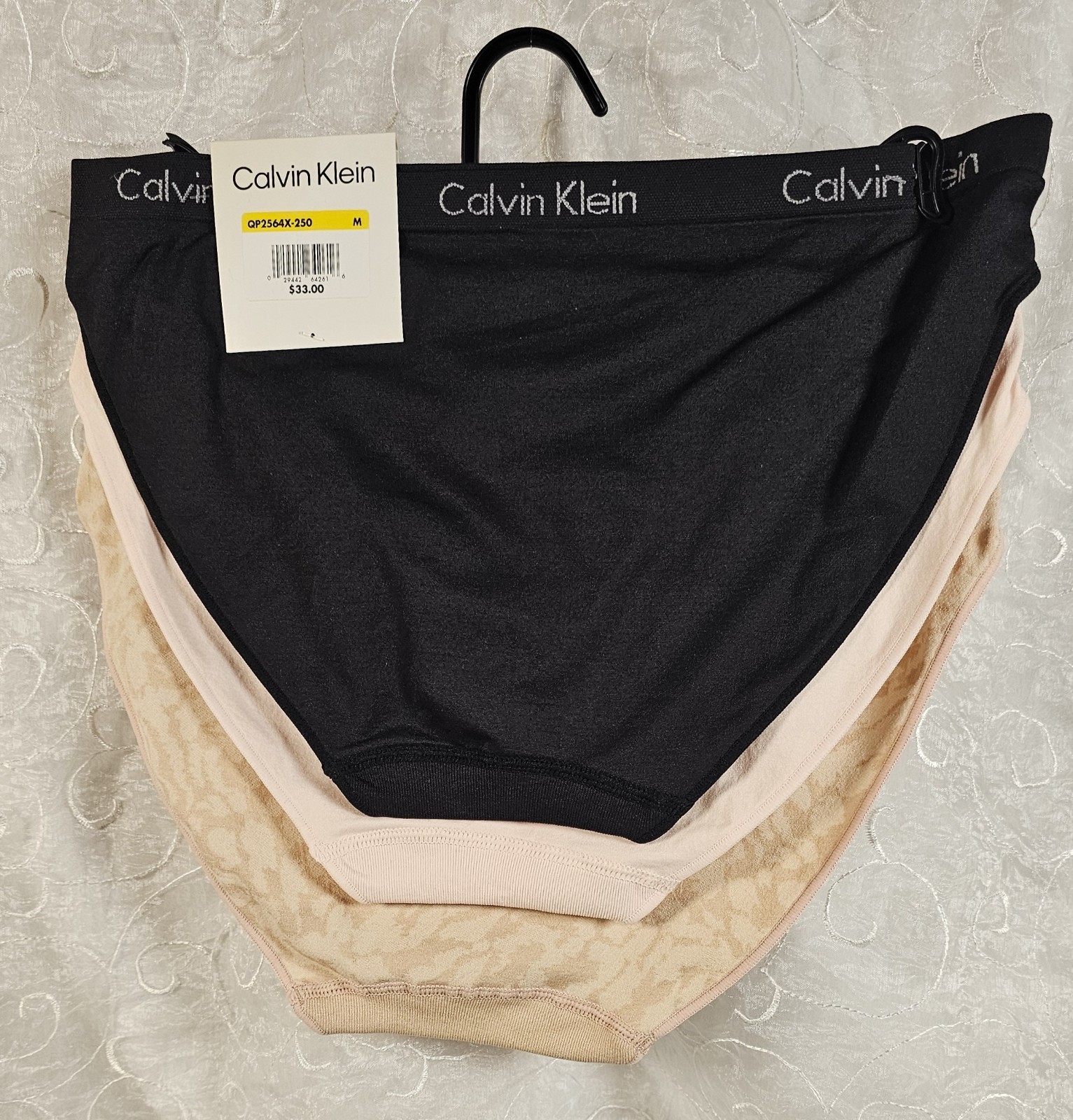 Calvin Klein 3 Bikinis M Seamless Microfiber Tan Pink Black SHIPS FREE